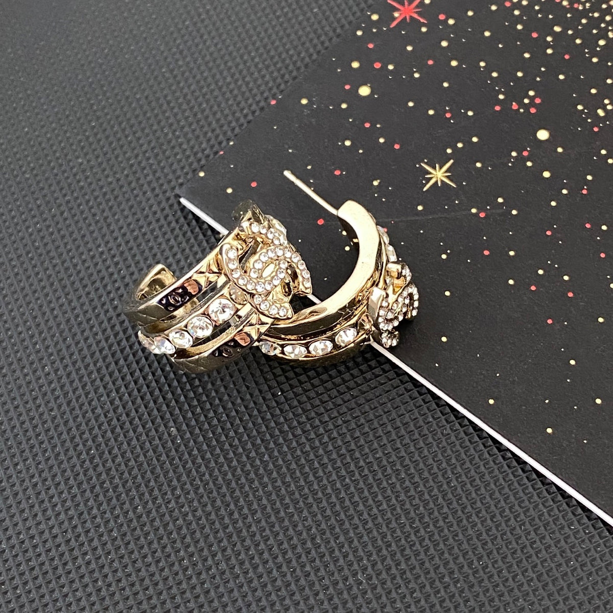 gold crystal letter Drop Earrings for women - alternate angle view 4