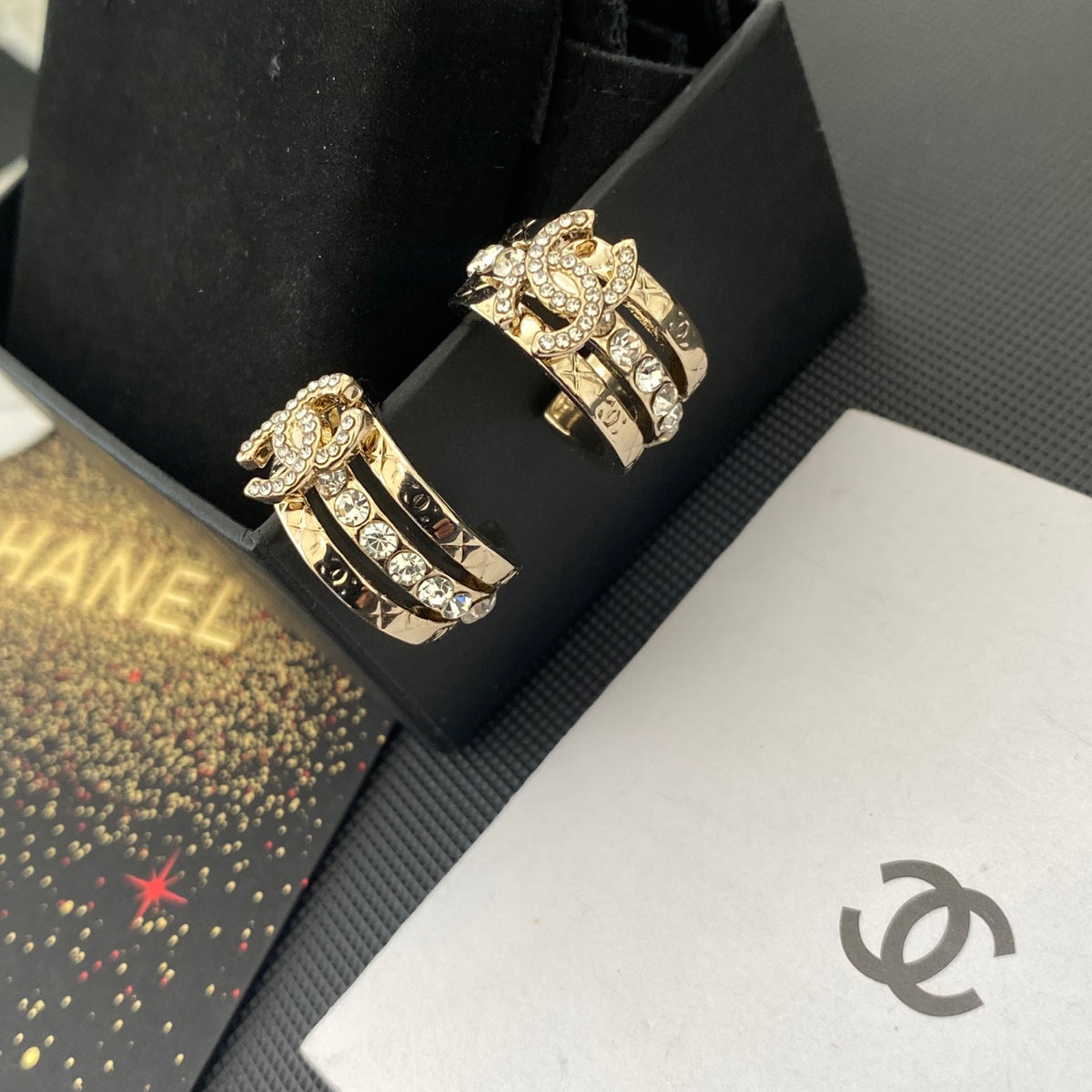 gold crystal letter Drop Earrings for women - alternate angle view 8