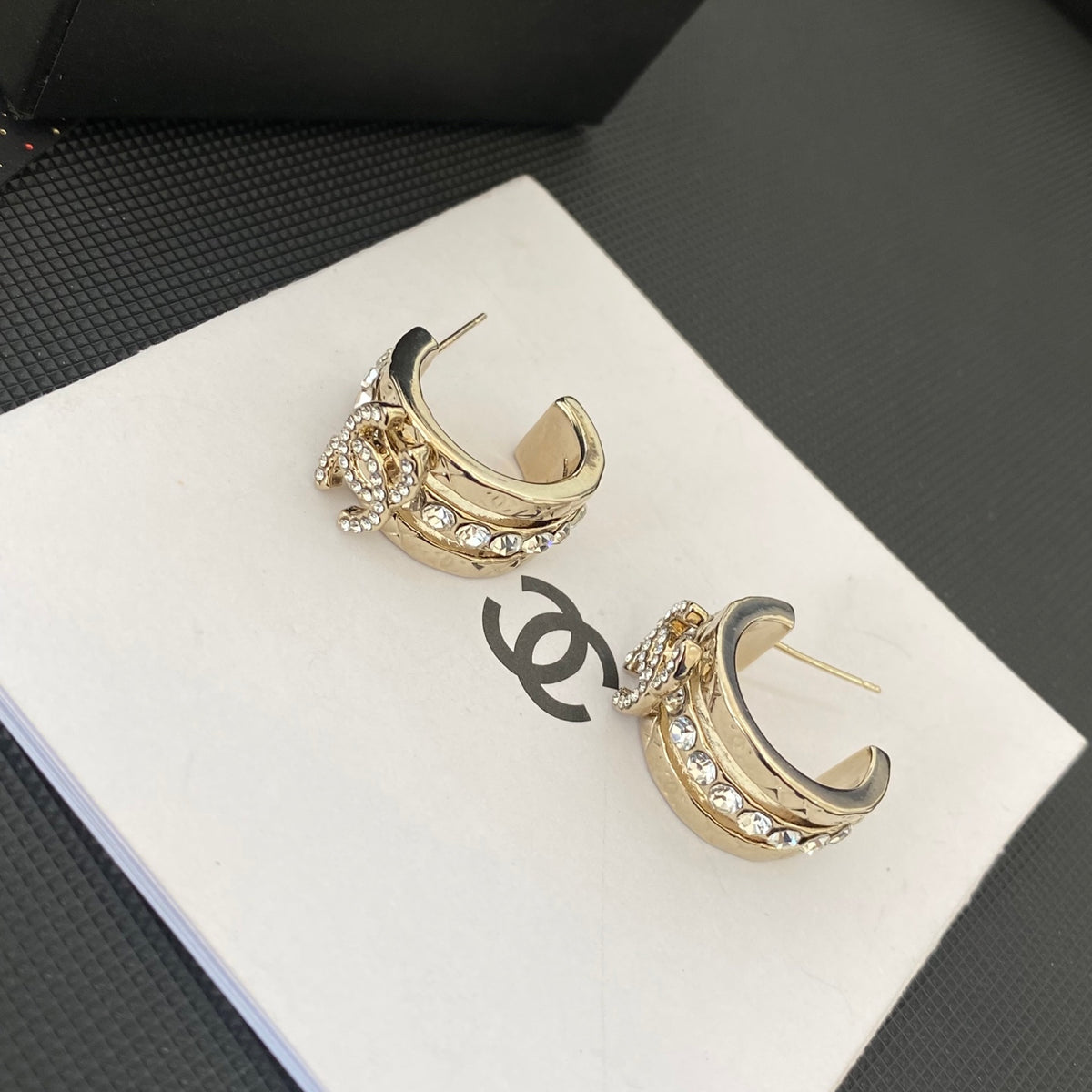 gold crystal letter Drop Earrings for women - alternate angle view 5