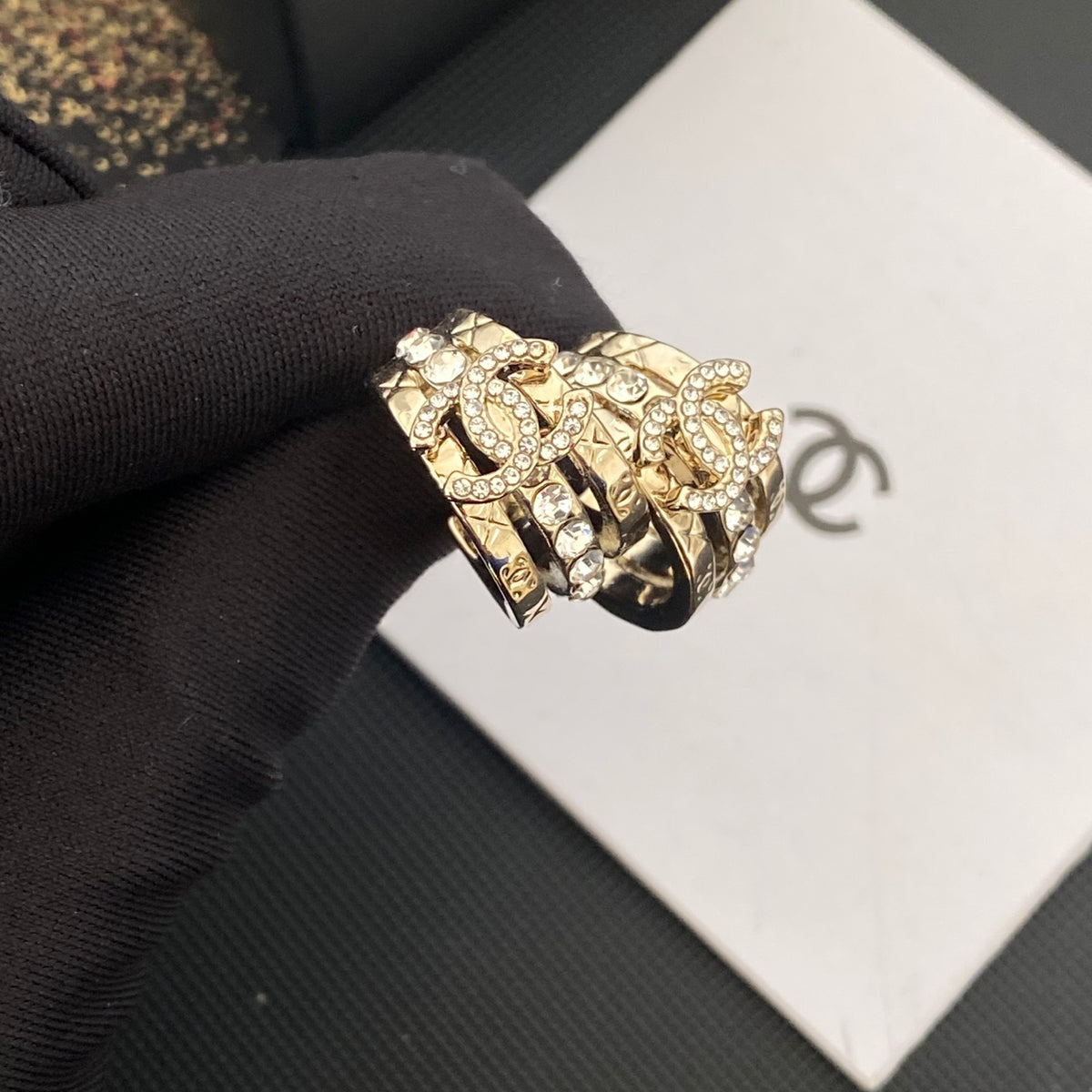 gold crystal letter Drop Earrings for women - alternate angle view 7
