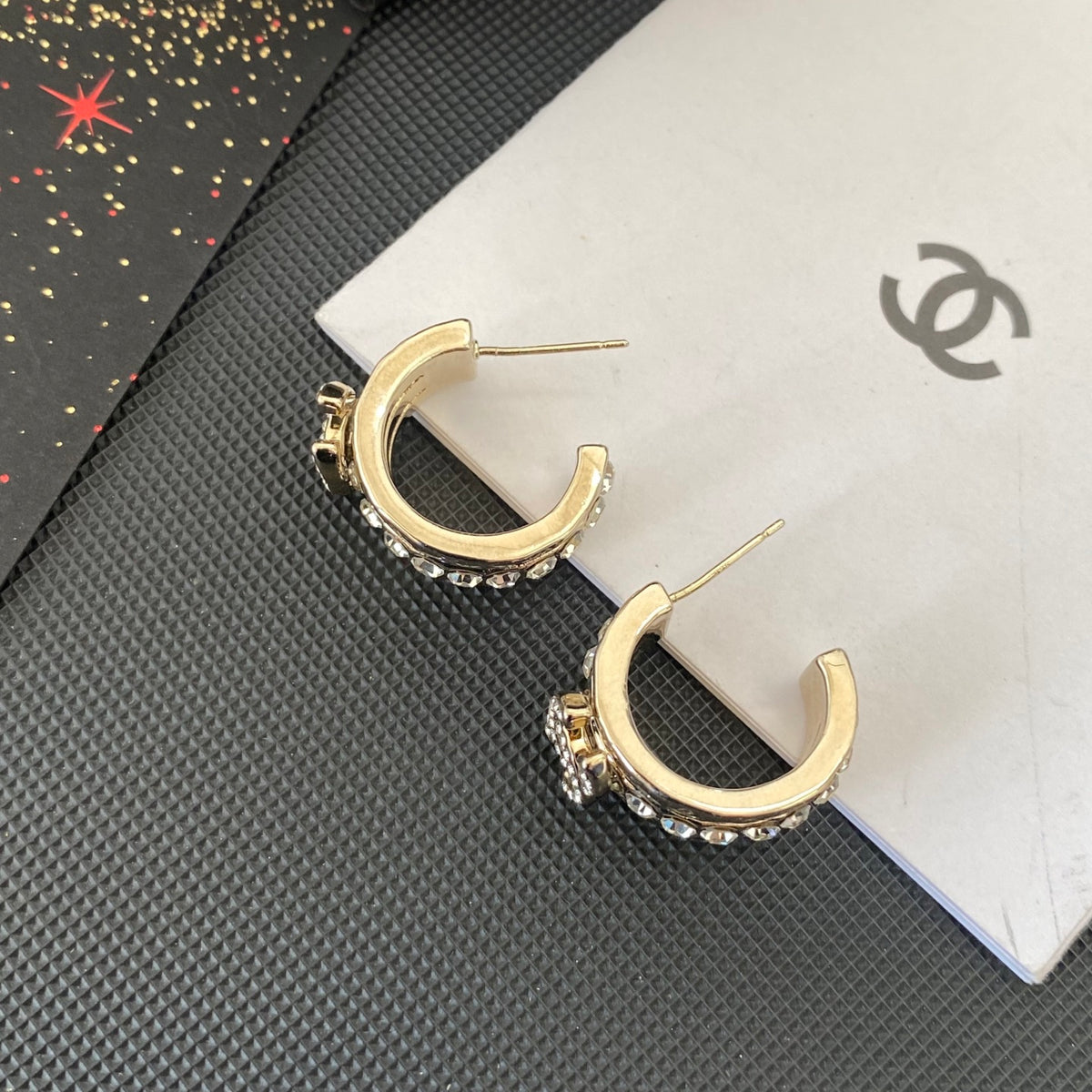 gold crystal letter Drop Earrings for women - alternate angle view 9