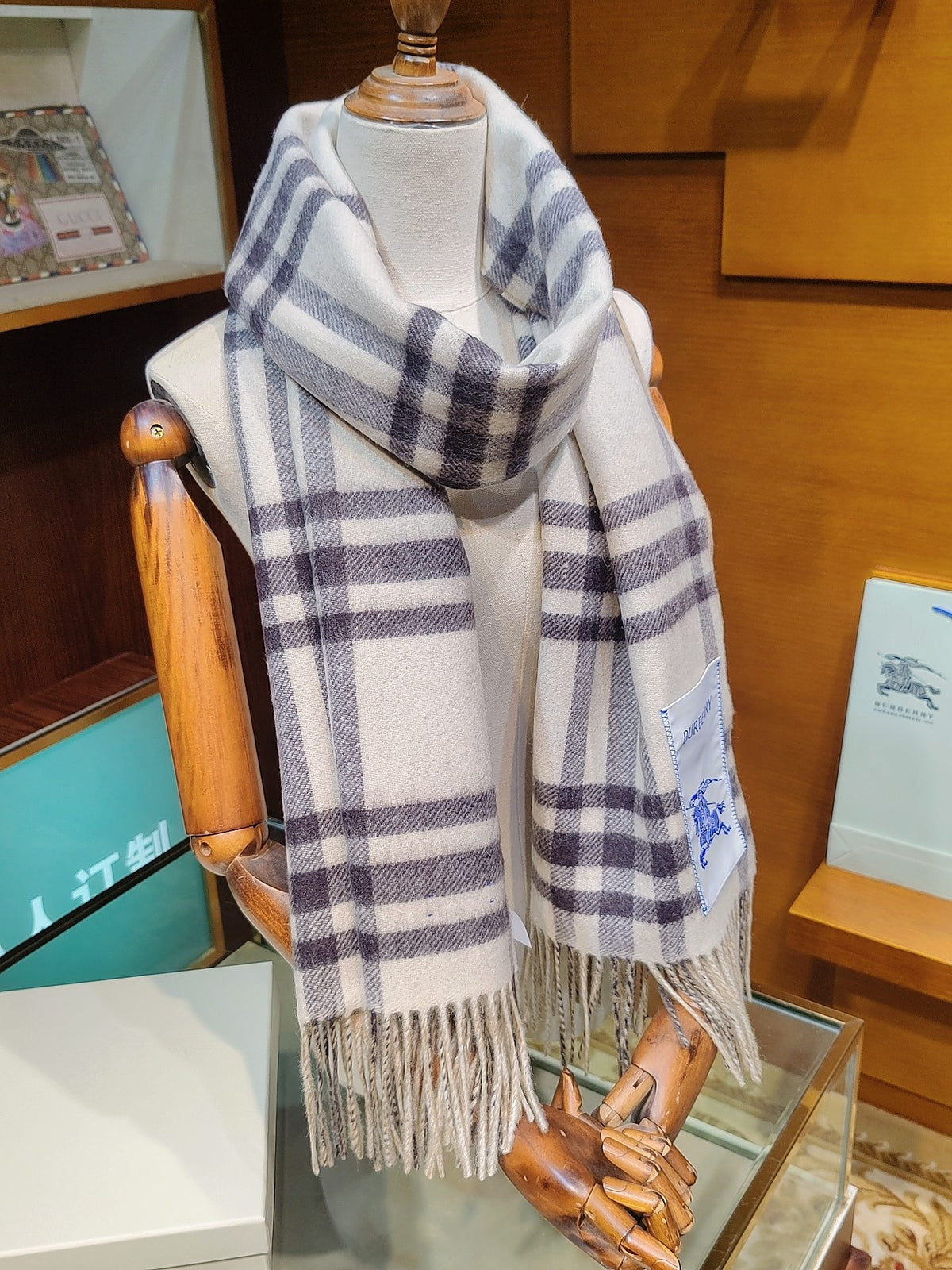 camel velvet tassel Shawl for men - product detail view