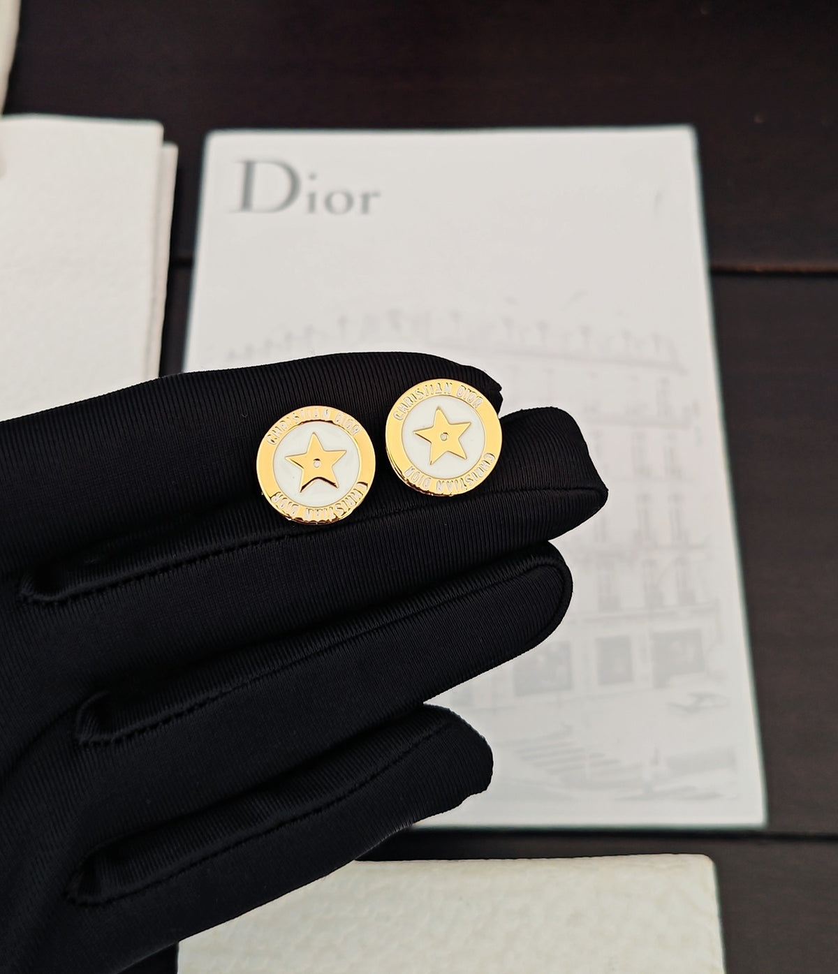 white brass letter Stud Earrings for women - alternate angle view 3