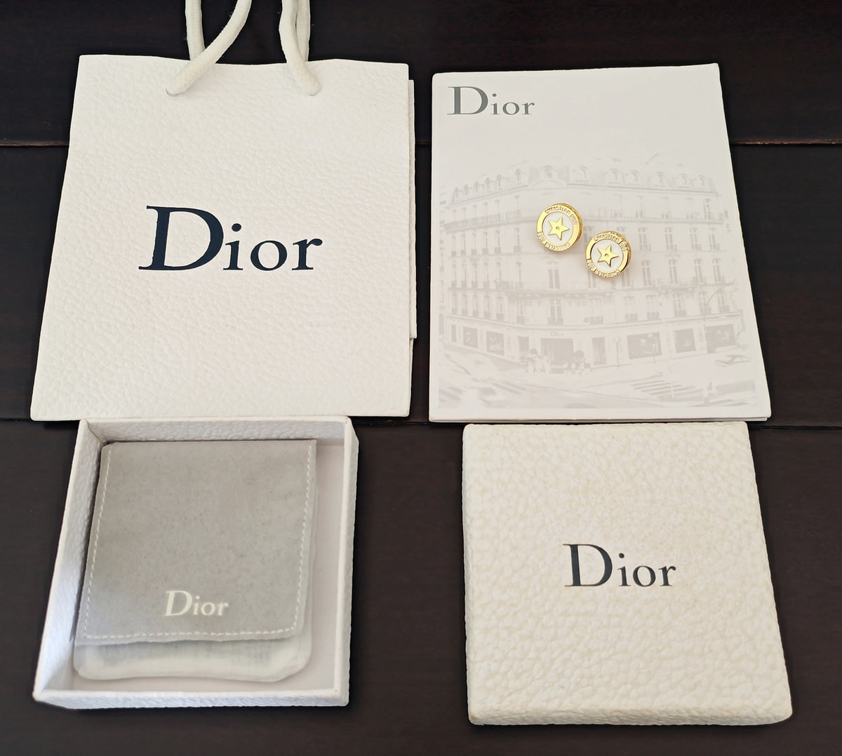 white brass letter Stud Earrings for women - alternate angle view 4