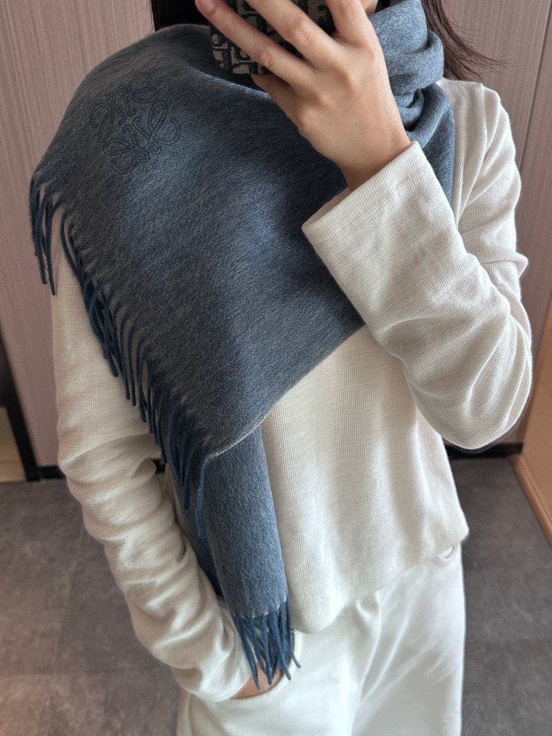contrast color edgy Scarf for unisex couple - alternate angle view 2