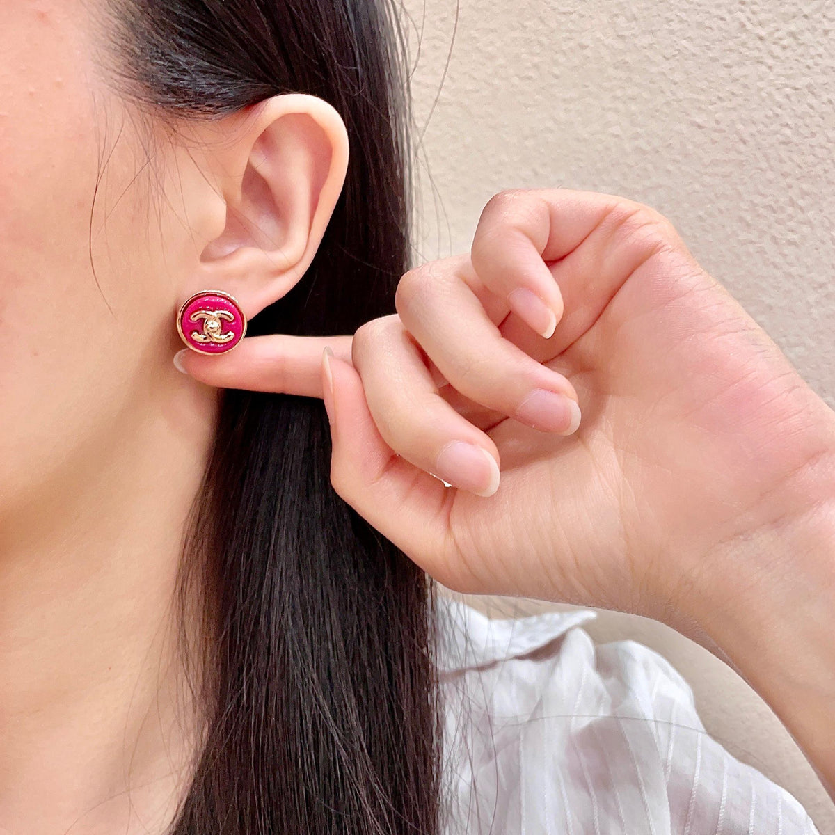 letter Stud Earrings for women - alternate angle view 2