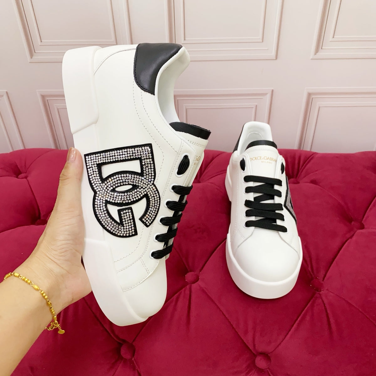 Dolce & Gabbana DG Heavy-Craft Calfskin Sneakers with 5D Accents