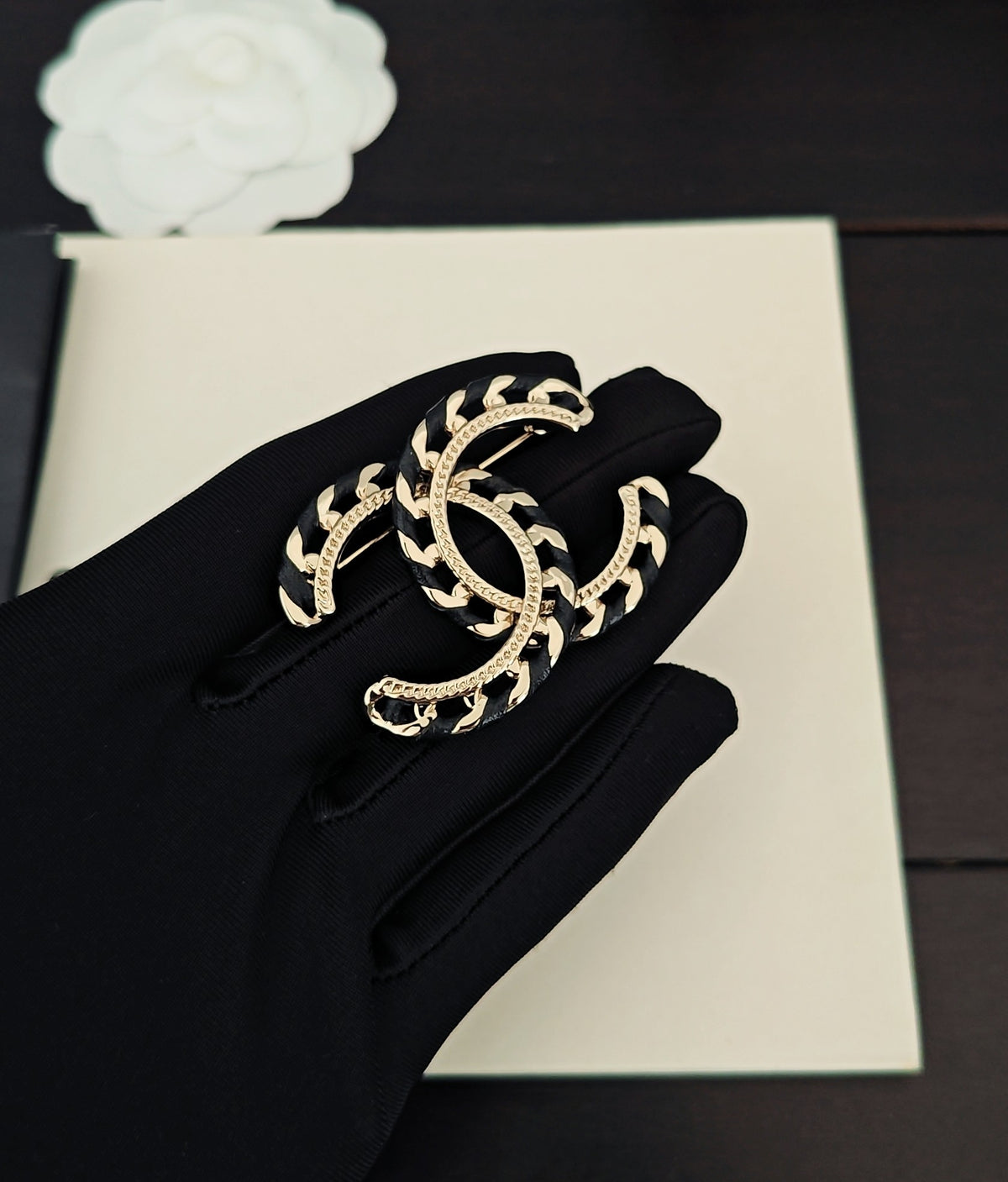 black brass hollow Brooch for women - alternate angle view 2