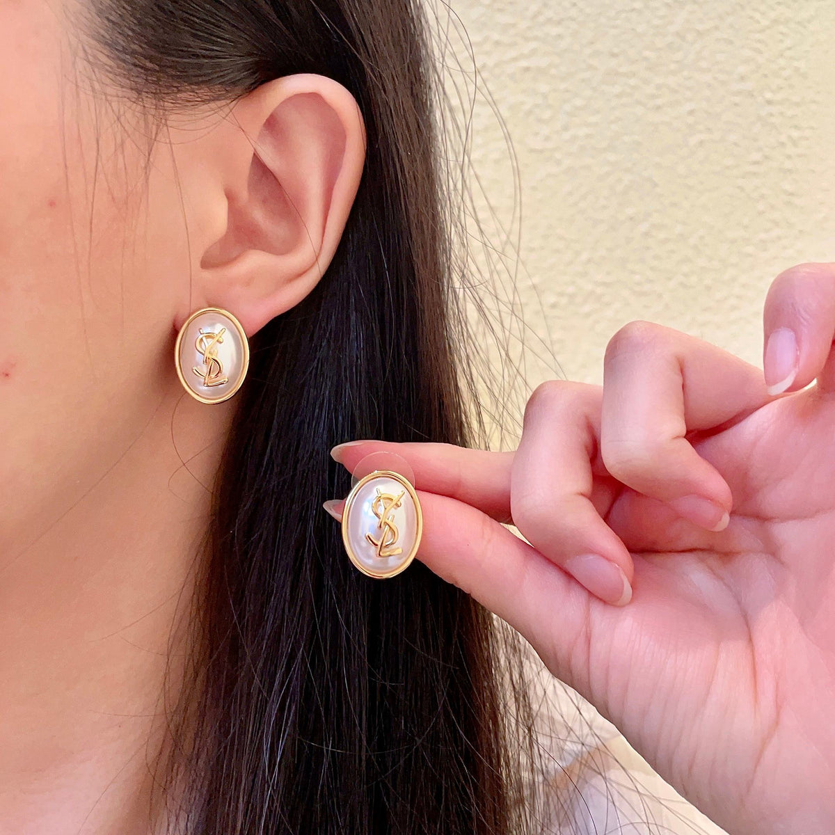 gold 925 sterling silver vintage Stud Earrings for women - product detail view