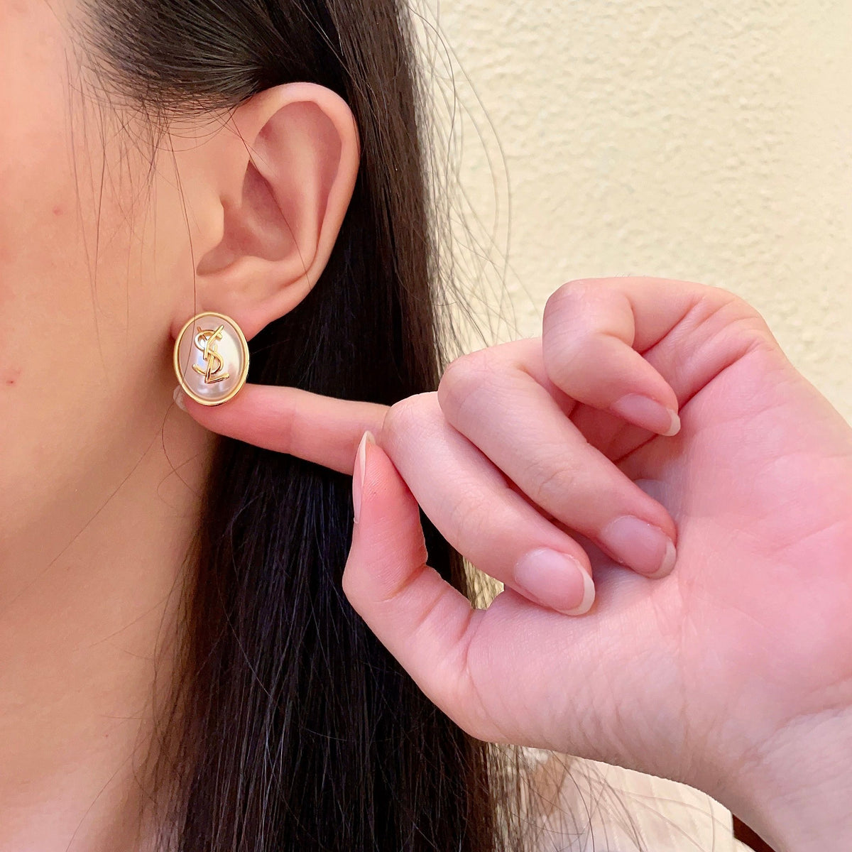 gold 925 sterling silver vintage Stud Earrings for women - alternate angle view 2