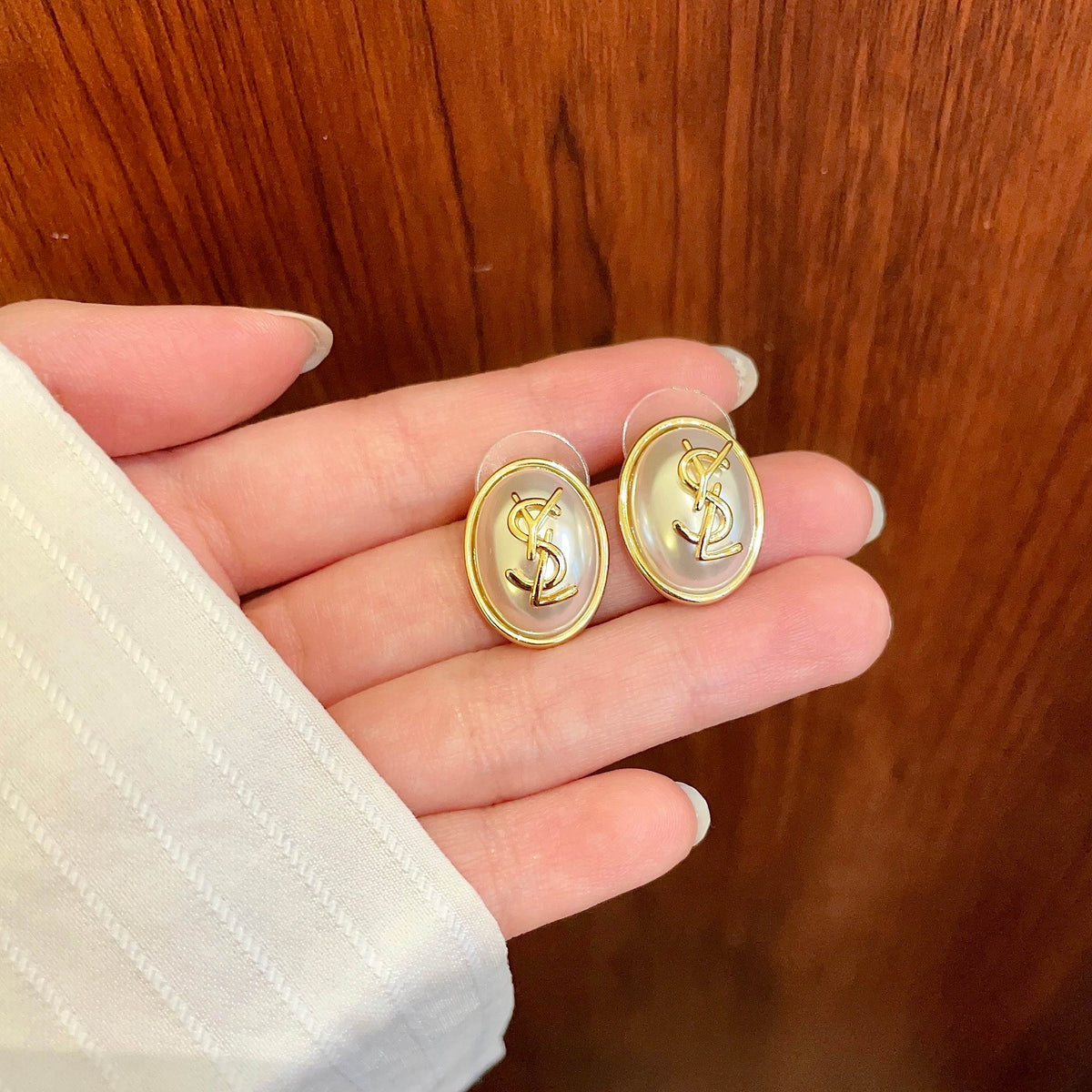 gold 925 sterling silver vintage Stud Earrings for women - alternate angle view 4