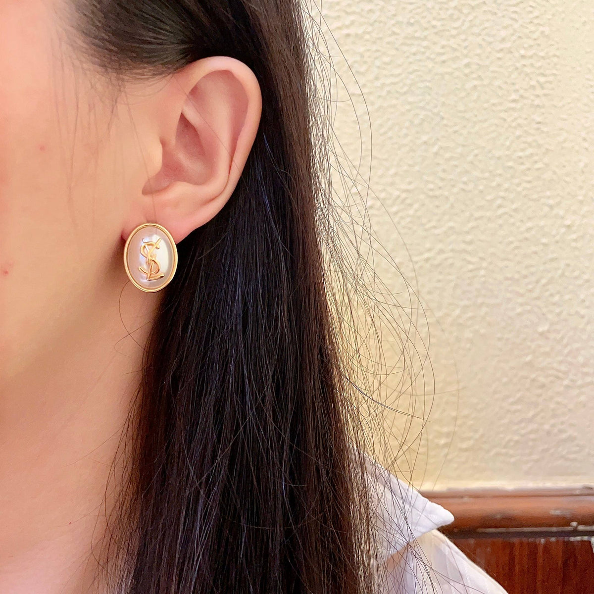 gold 925 sterling silver vintage Stud Earrings for women - alternate angle view 3