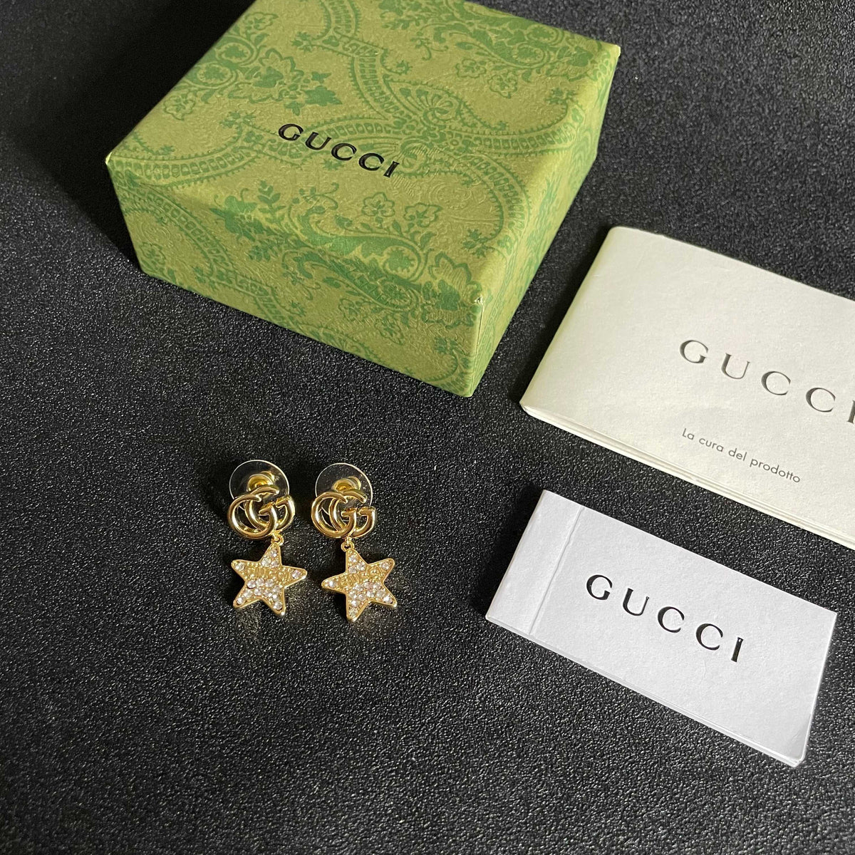 yellow sterling silver double c Stud Earrings for women - alternate angle view 5
