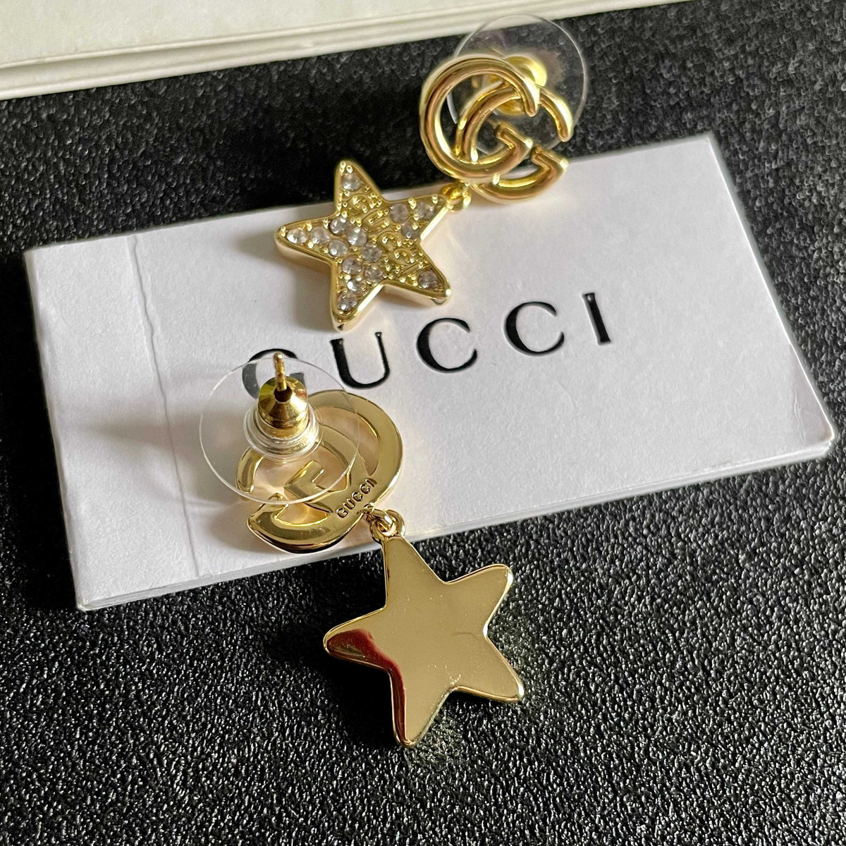 yellow sterling silver double c Stud Earrings for women - alternate angle view 7