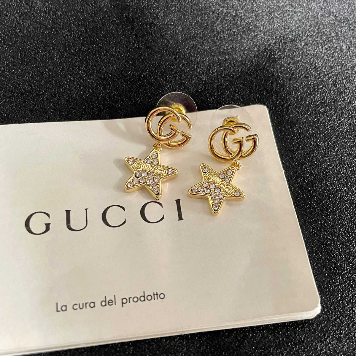 yellow sterling silver double c Stud Earrings for women - alternate angle view 8