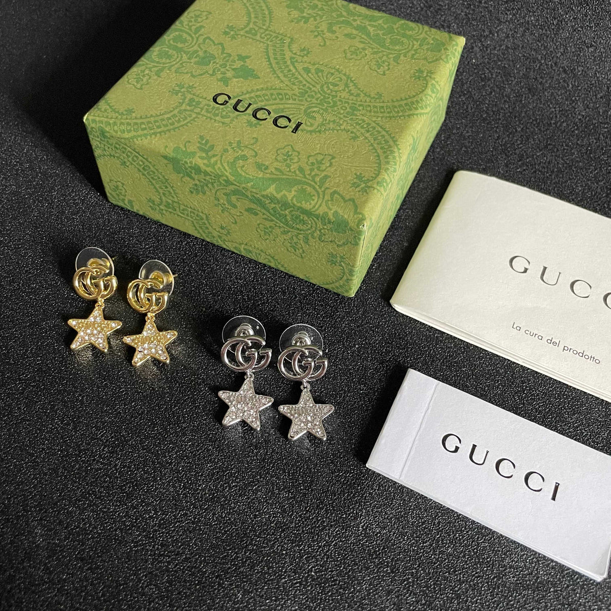 yellow sterling silver double c Stud Earrings for women - alternate angle view 9