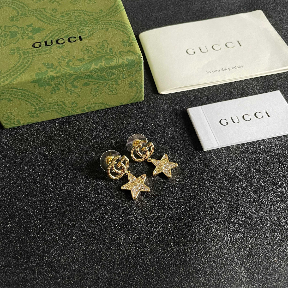 yellow sterling silver double c Stud Earrings for women - alternate angle view 6