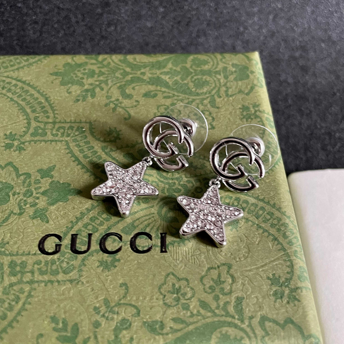 yellow sterling silver double c Stud Earrings for women - alternate angle view 9