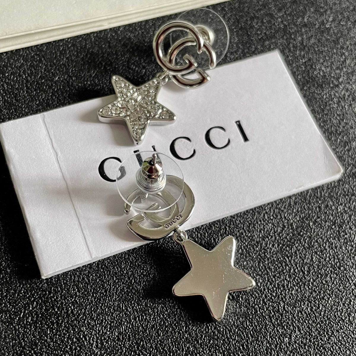 yellow sterling silver double c Stud Earrings for women - alternate angle view 7