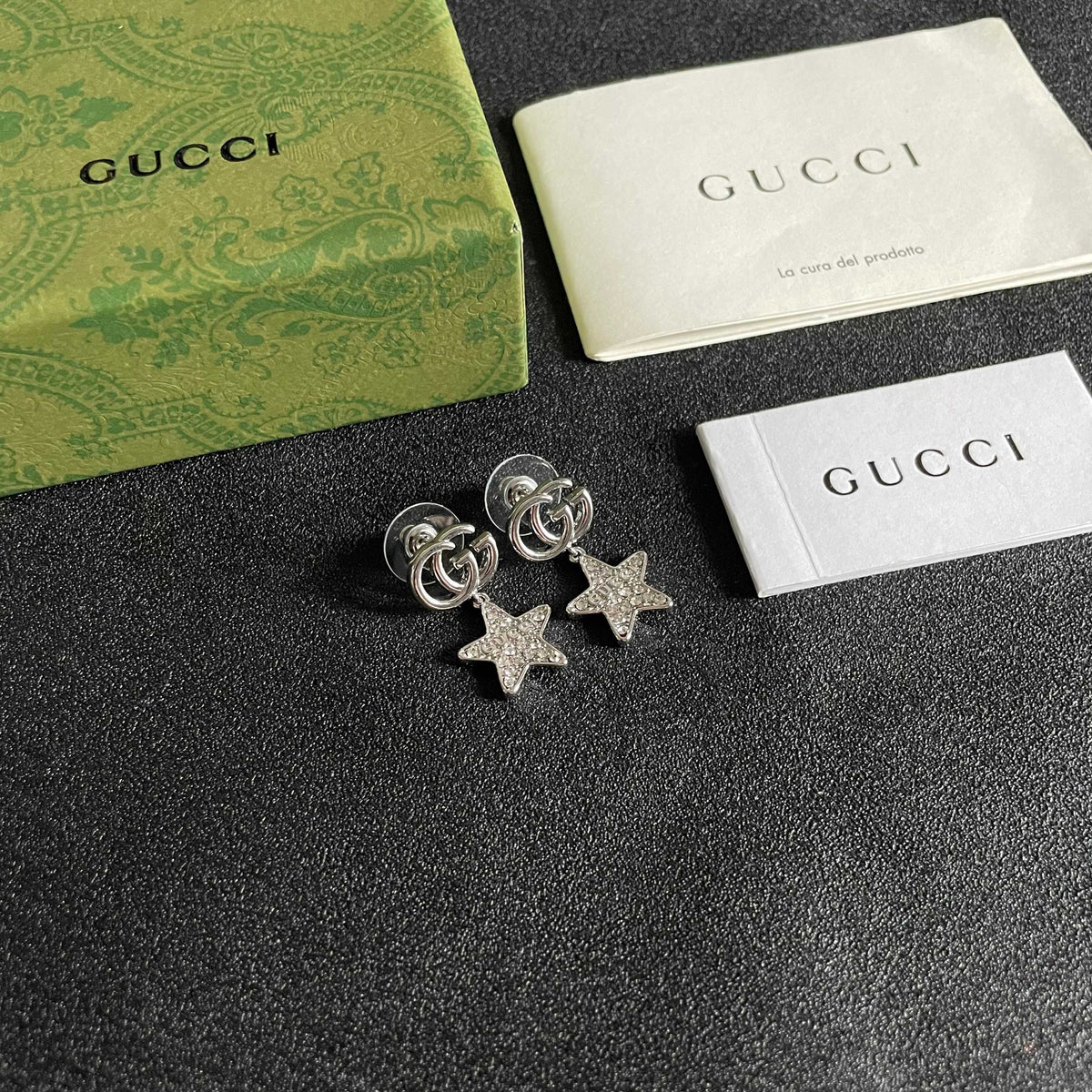 yellow sterling silver double c Stud Earrings for women - alternate angle view 6