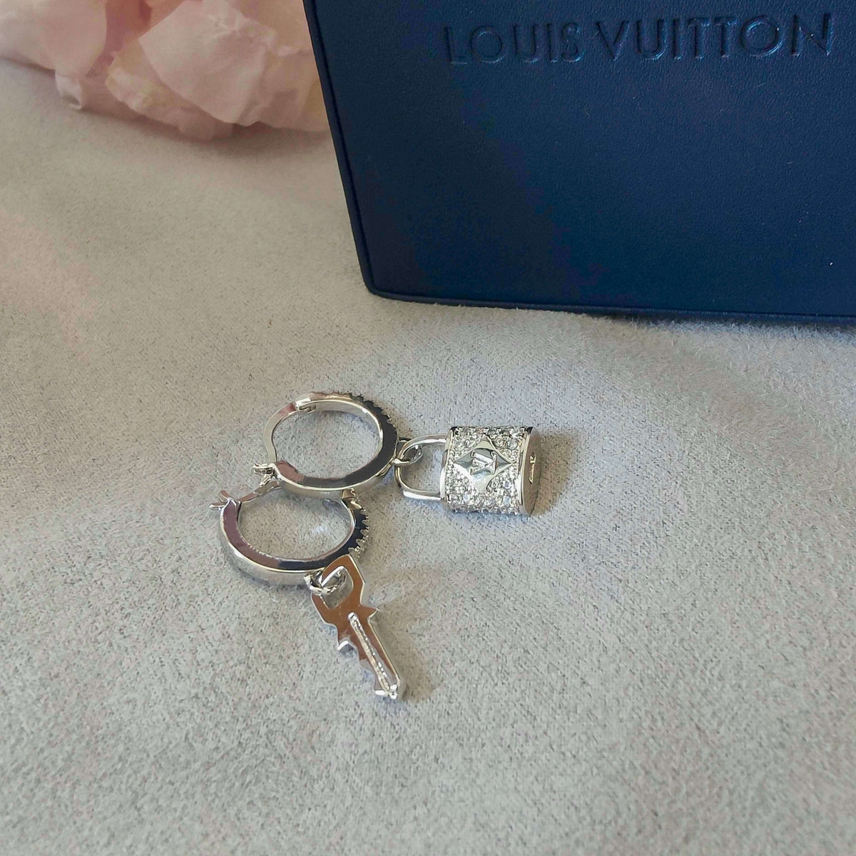silver sterling silver key Drop Earrings for women - alternate angle view 8