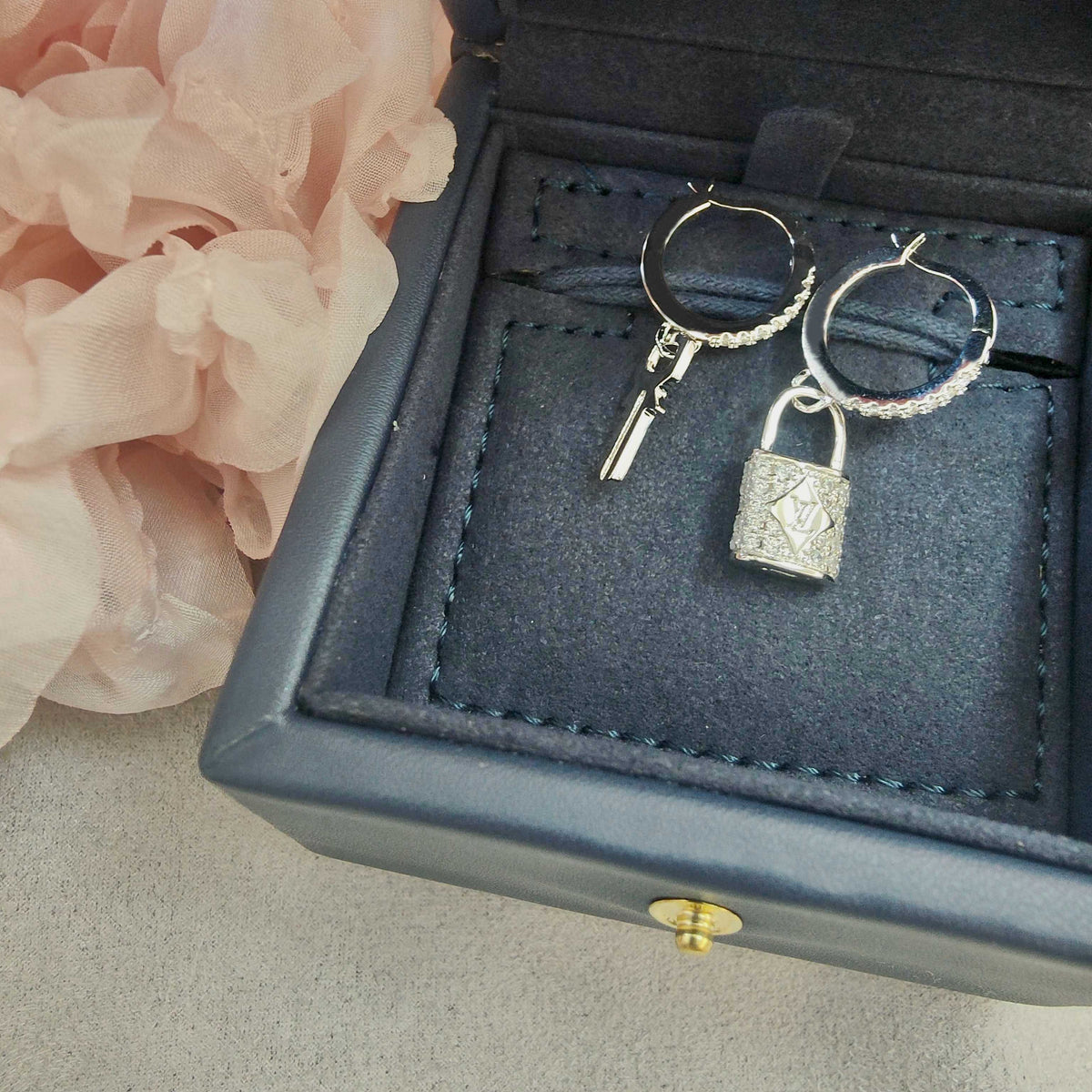 silver sterling silver key Drop Earrings for women - alternate angle view 7