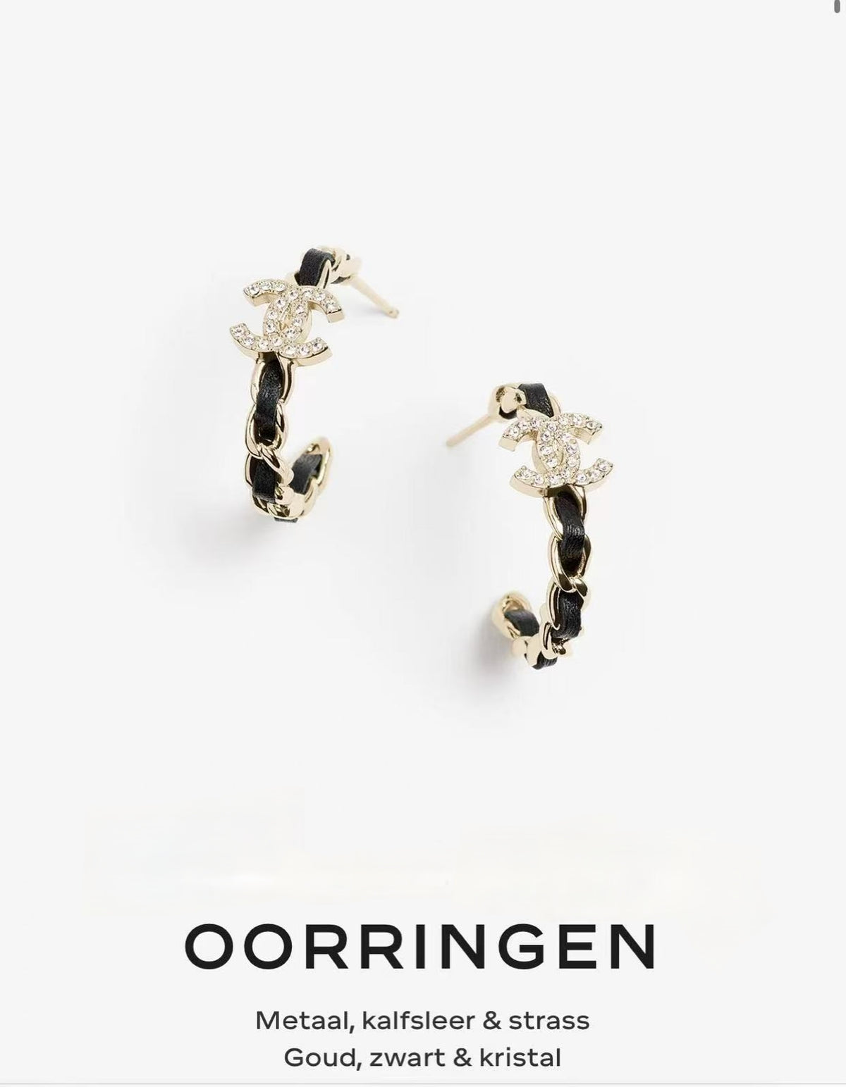 gold crystal letter Stud Earrings for women - alternate angle view 5