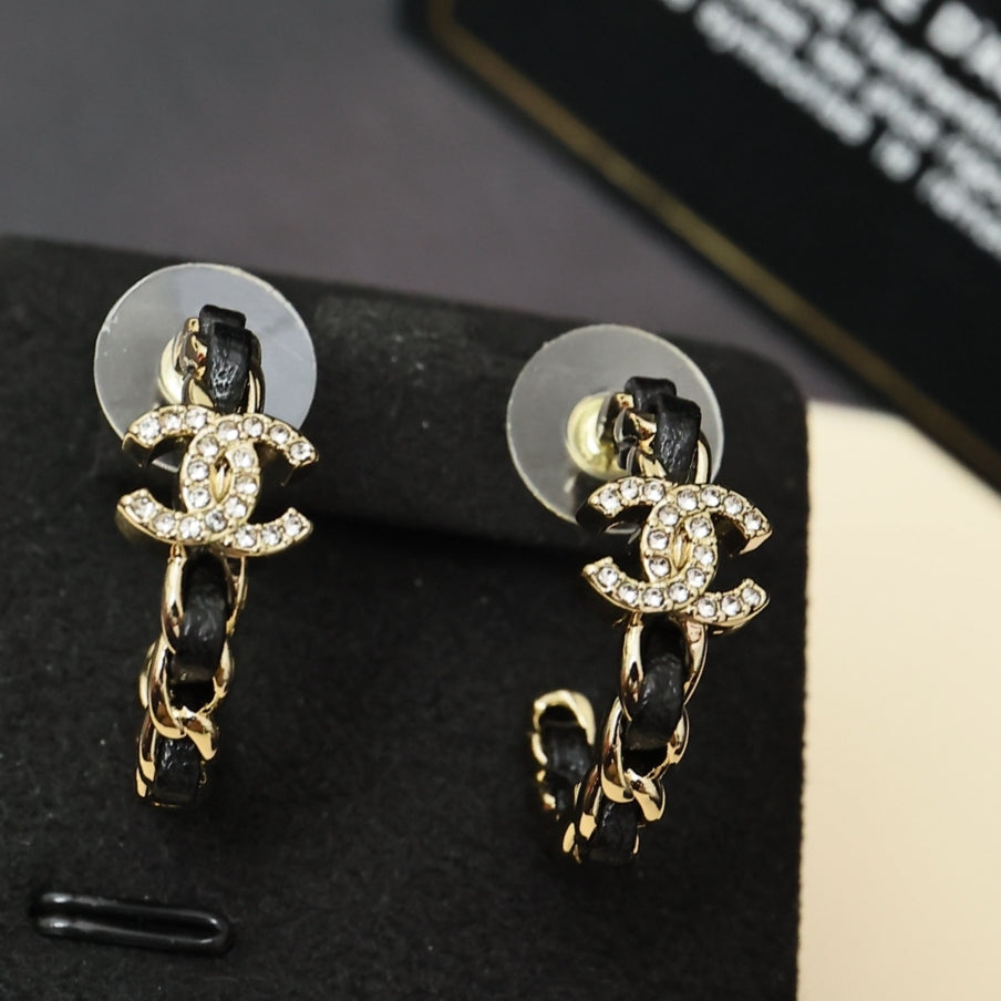 gold crystal letter Stud Earrings for women - alternate angle view 7