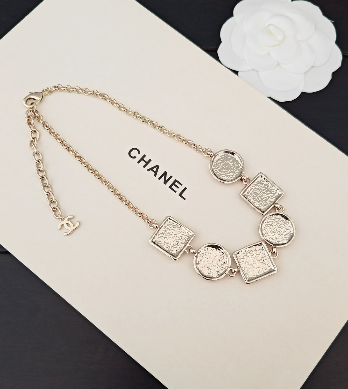 multicolor brass letter Necklace for women - alternate angle view 4