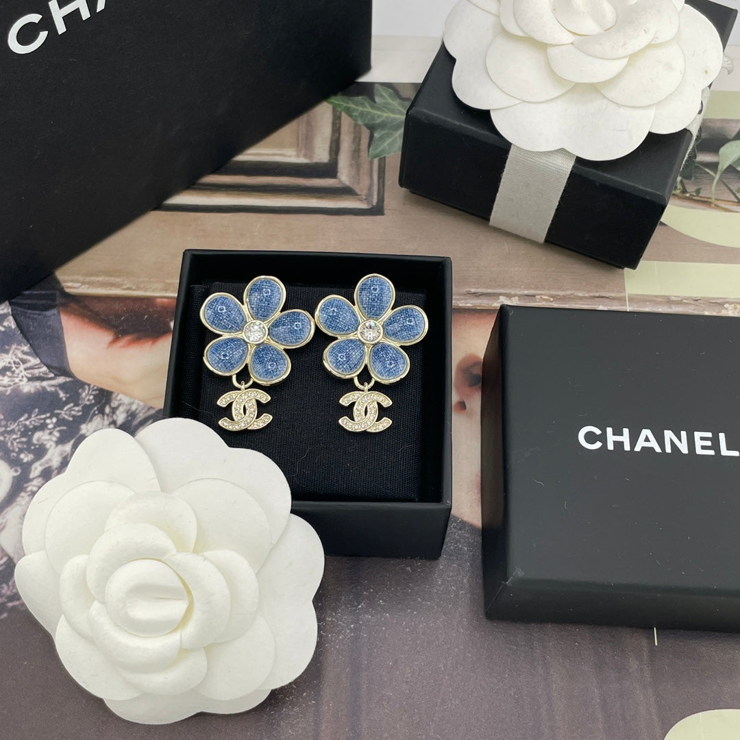 crystal floral Stud Earrings for women - alternate angle view 8