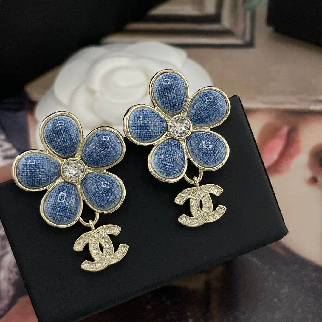 crystal floral Stud Earrings for women - product detail view