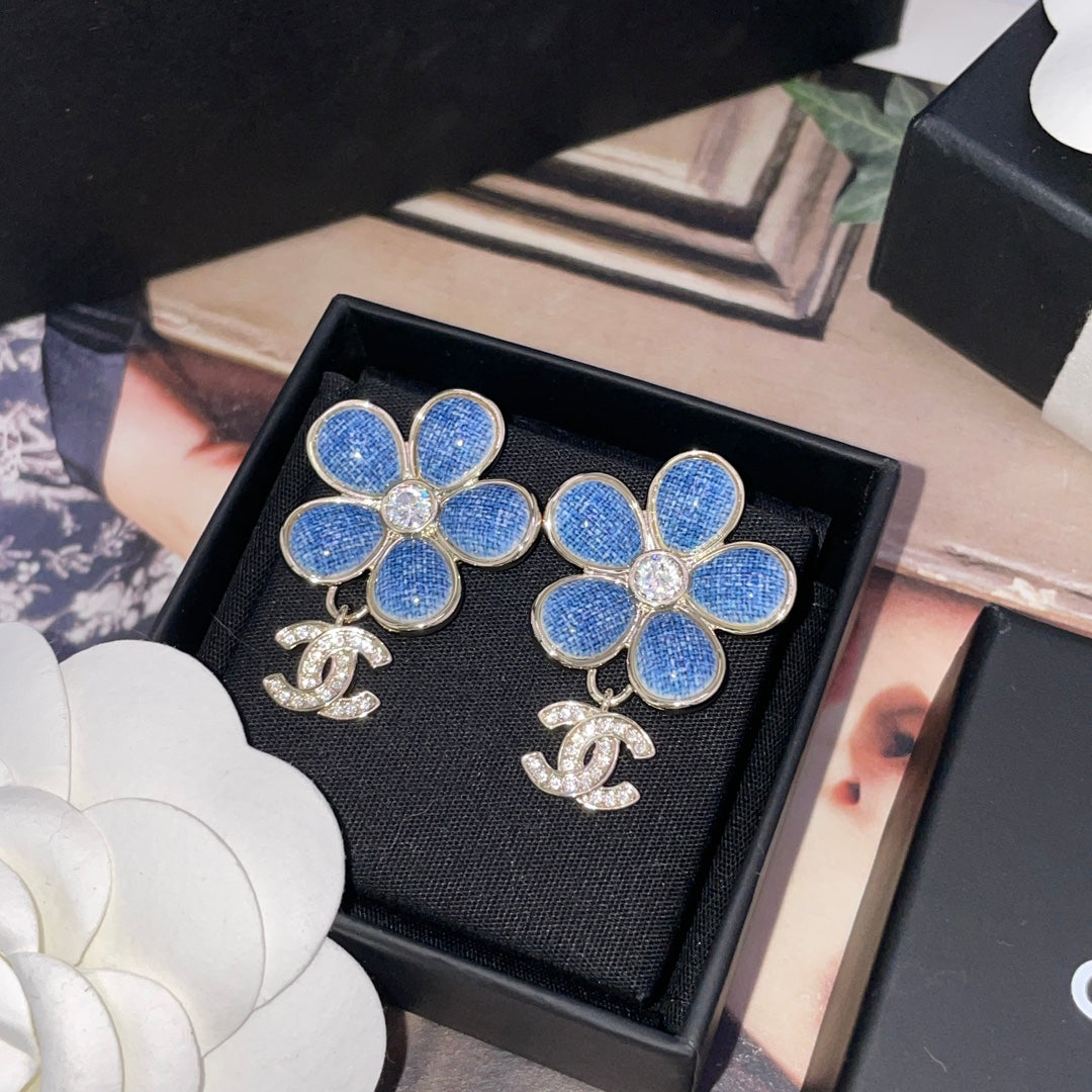 crystal floral Stud Earrings for women - alternate angle view 7