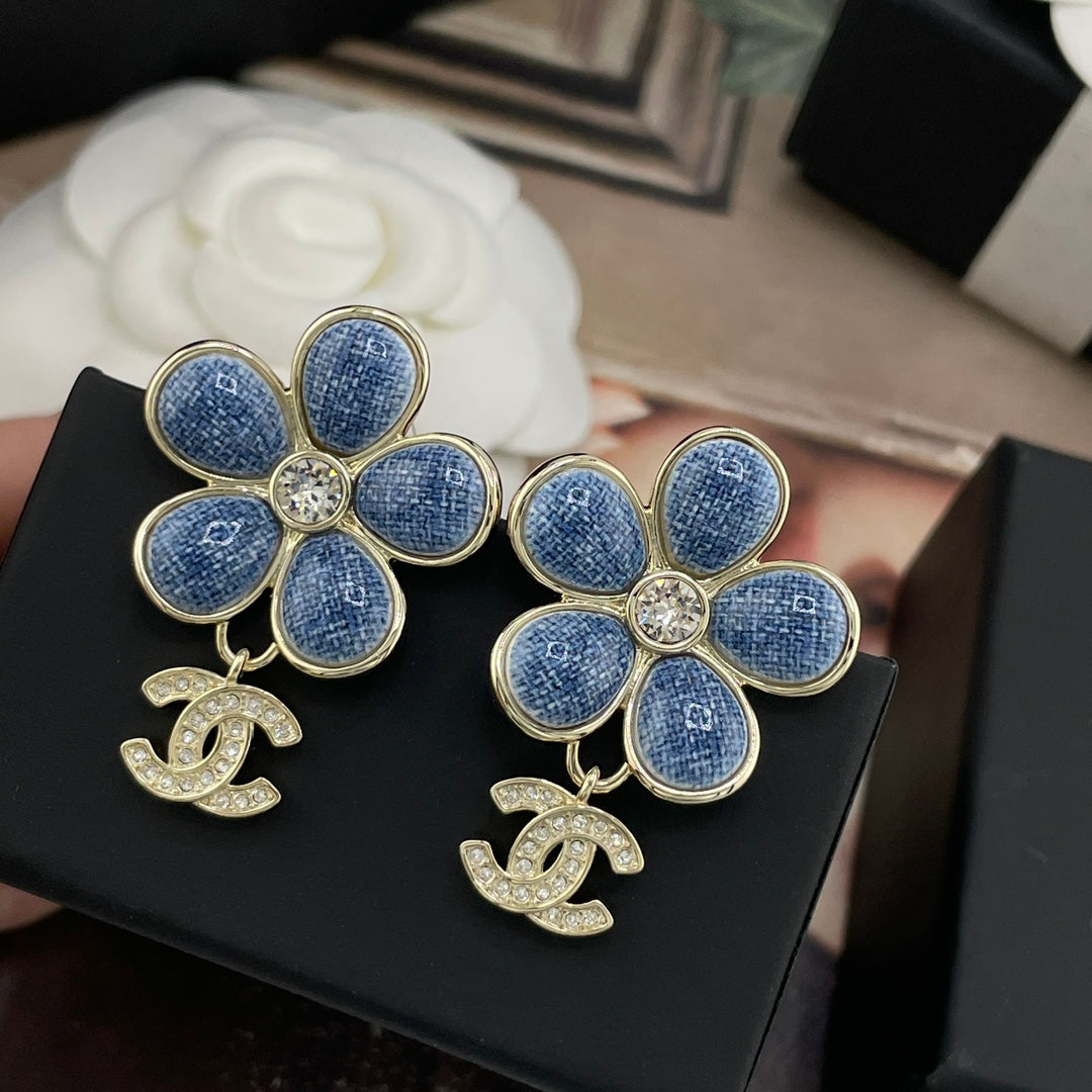 crystal floral Stud Earrings for women - alternate angle view 3