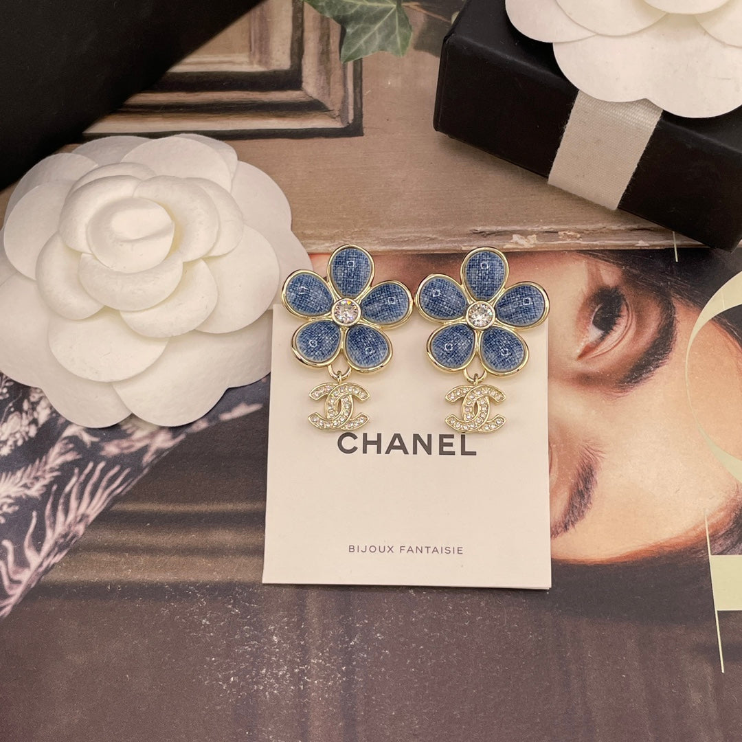 crystal floral Stud Earrings for women - alternate angle view 12