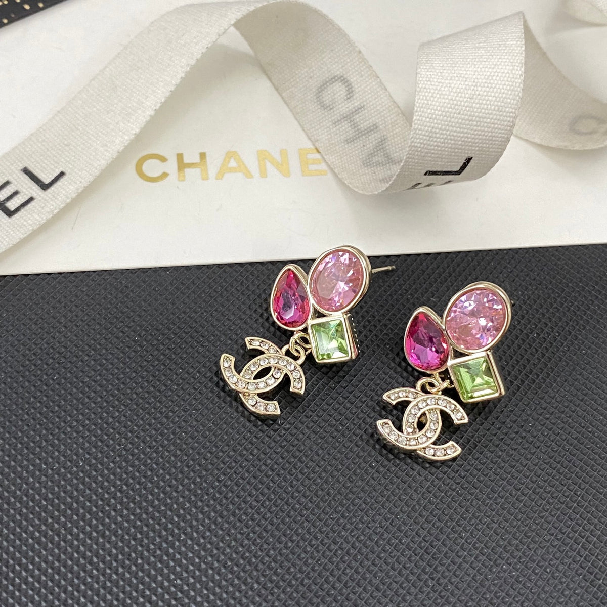 pink crystal letter Stud Earrings for women - alternate angle view 8