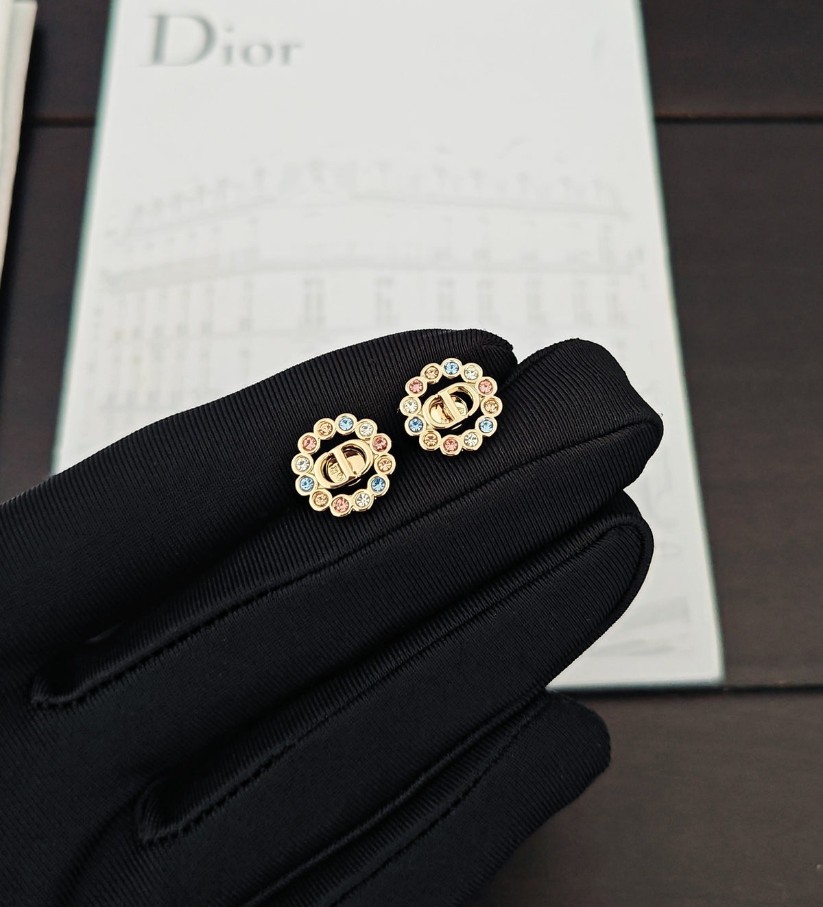 yellow brass hollow Stud Earrings for women - product detail view