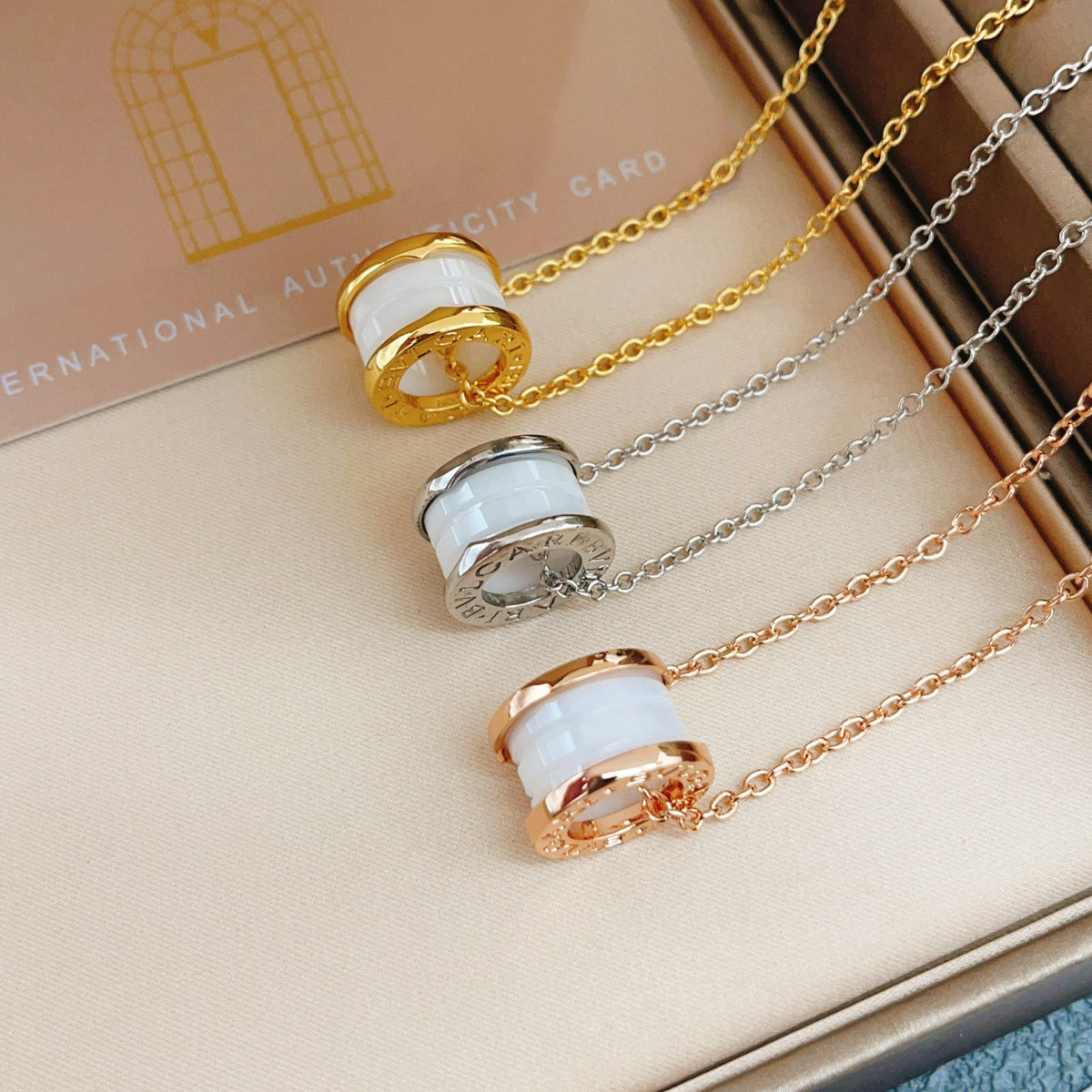 rose gold brass rose Necklace for women - alternate angle view 7