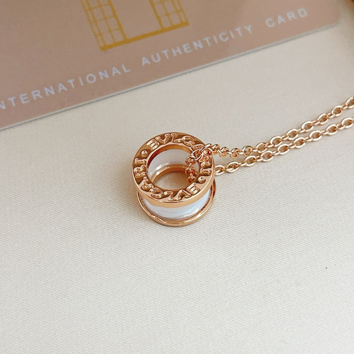 rose gold brass rose Necklace for women - alternate angle view 4