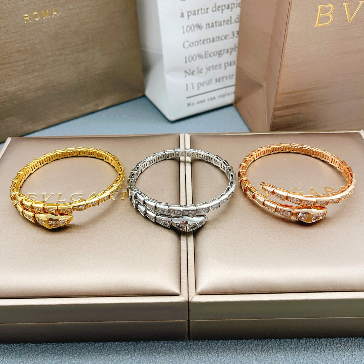silver brass crystal inlaid Bangle for women - alternate angle view 8