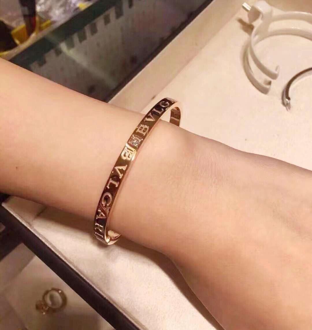rose gold brass rose Bangle for women - alternate angle view 4