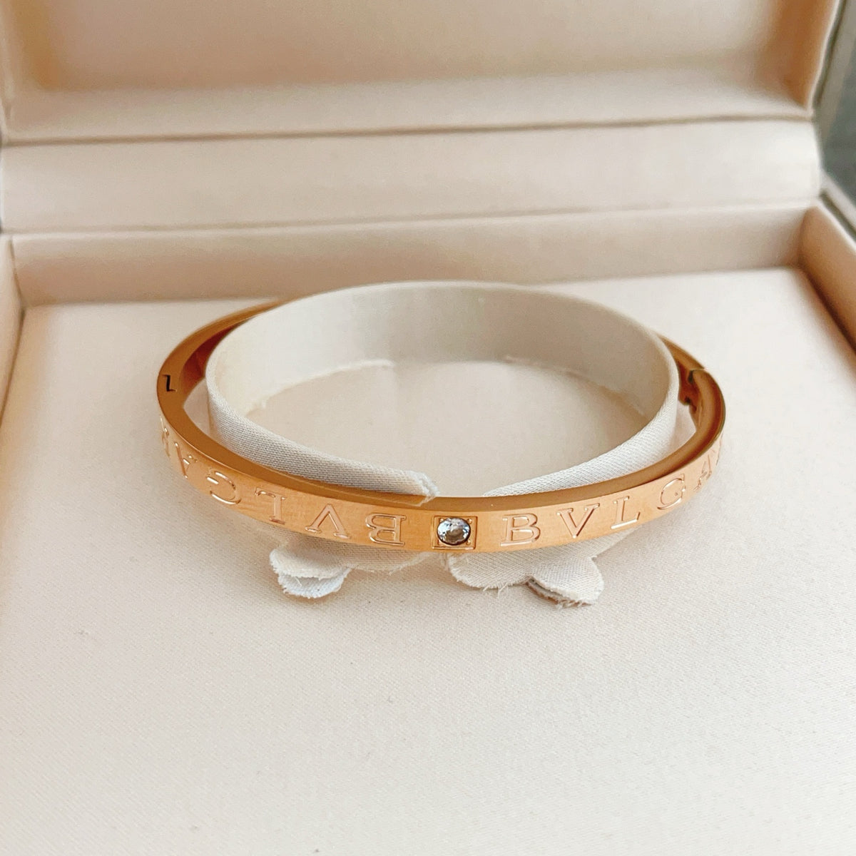 rose gold brass rose Bangle for women - alternate angle view 3