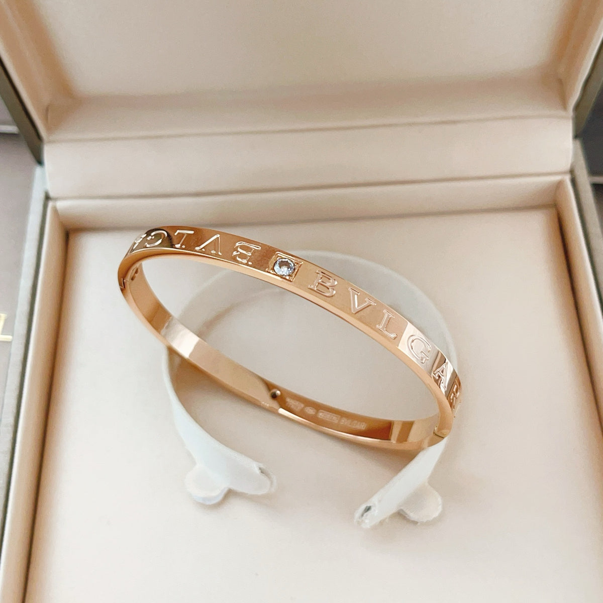 rose gold brass rose Bangle for women - alternate angle view 5