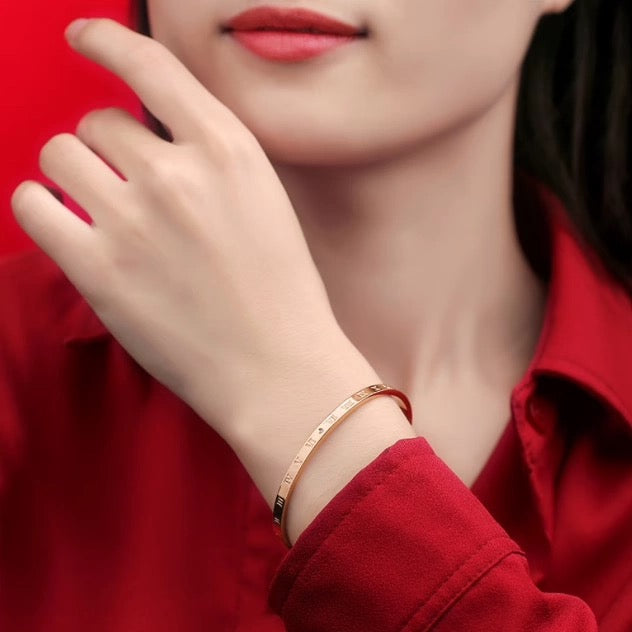 rose gold brass rose Bangle for women - alternate angle view 9