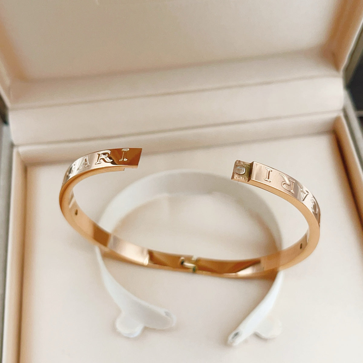 rose gold brass rose Bangle for women - alternate angle view 7