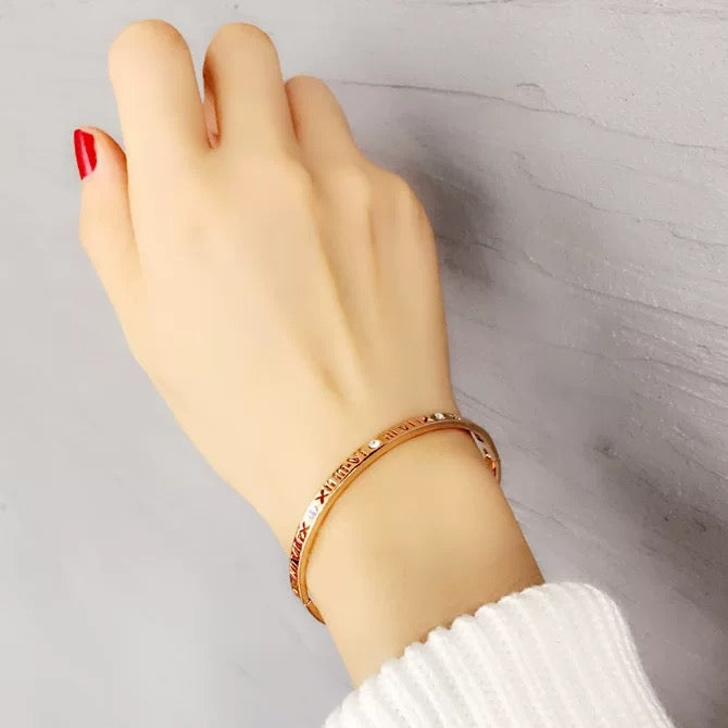 rose gold brass rose Bangle for women - alternate angle view 12