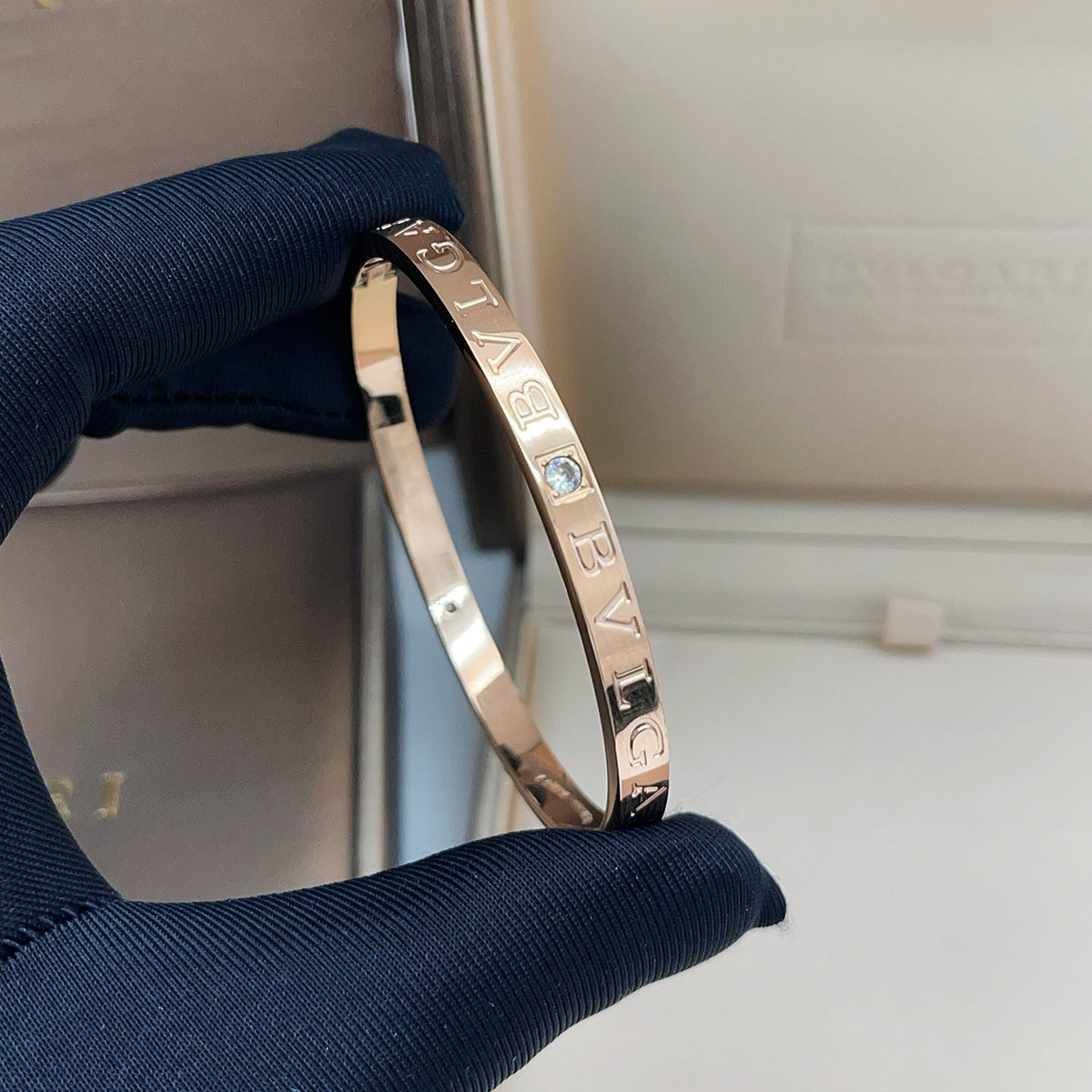 rose gold brass rose Bangle for women - alternate angle view 11