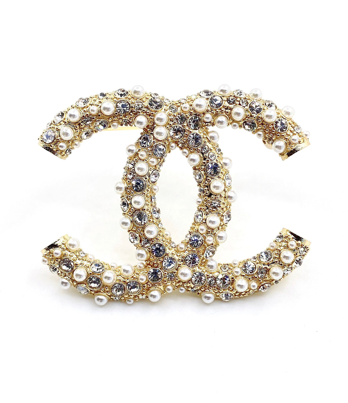yellow brass double c Brooch for women - product detail view