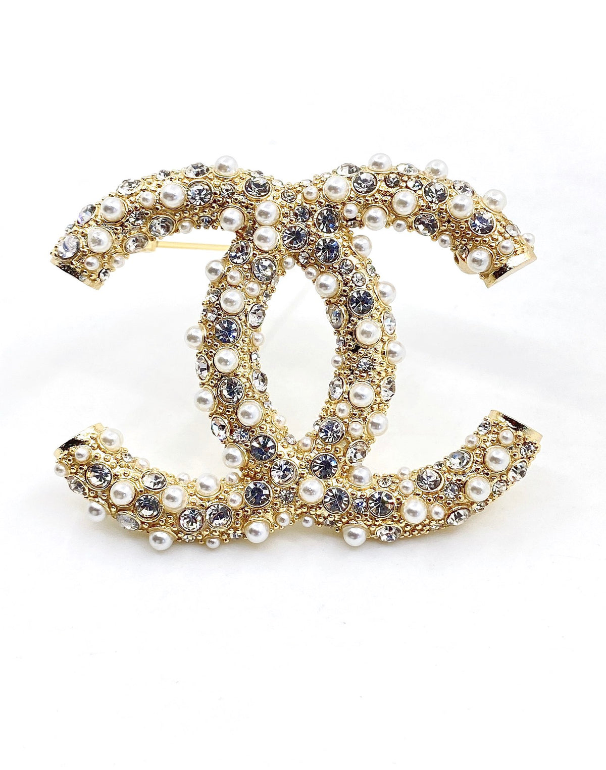 yellow brass double c Brooch for women - alternate angle view 5