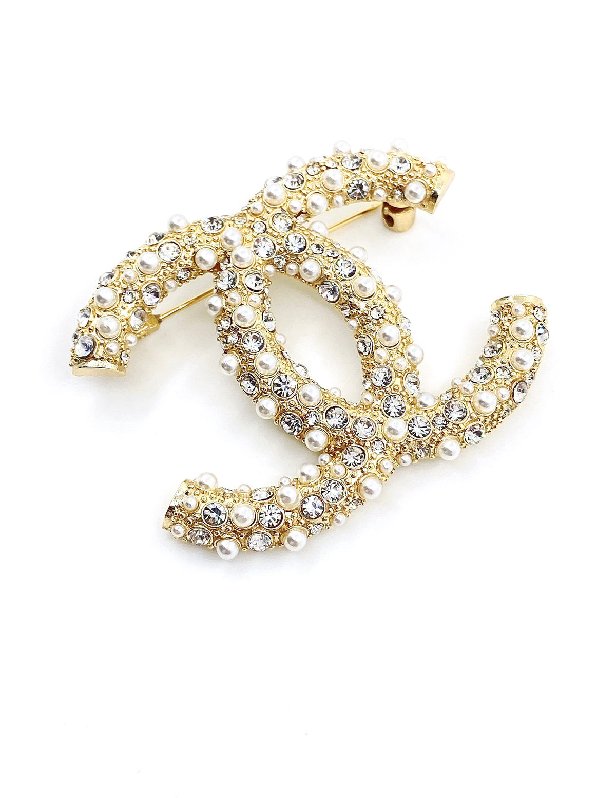 yellow brass double c Brooch for women - alternate angle view 6