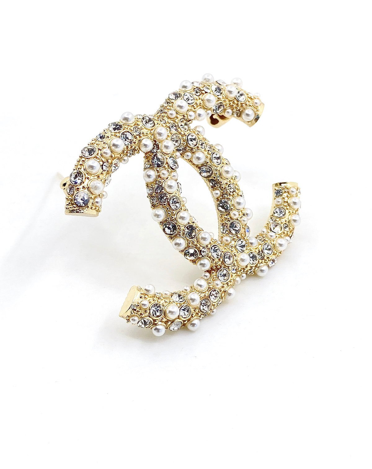 yellow brass double c Brooch for women - alternate angle view 7